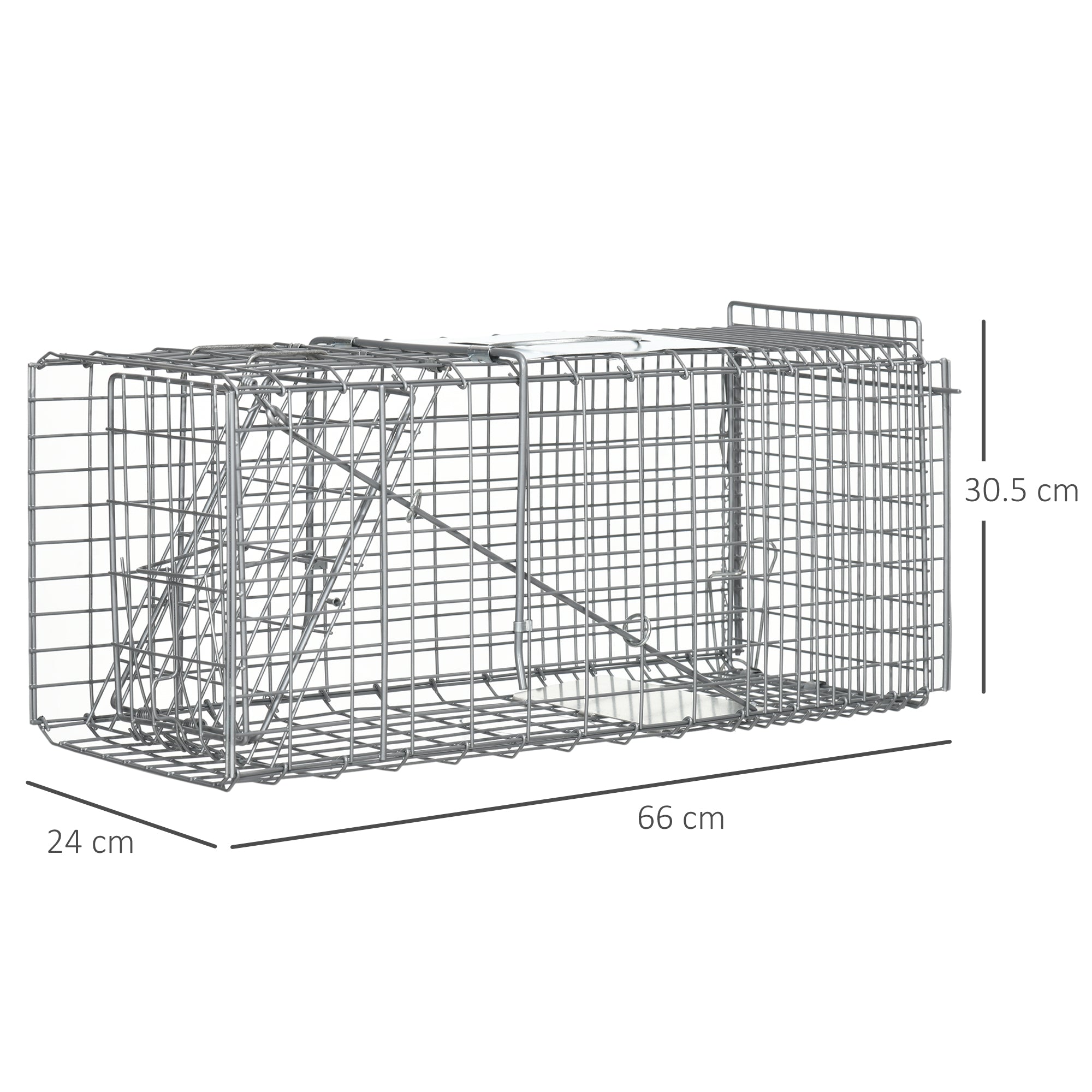 Trappola per Animali Vivi 66x24x30,5 cm in Acciaio Argento