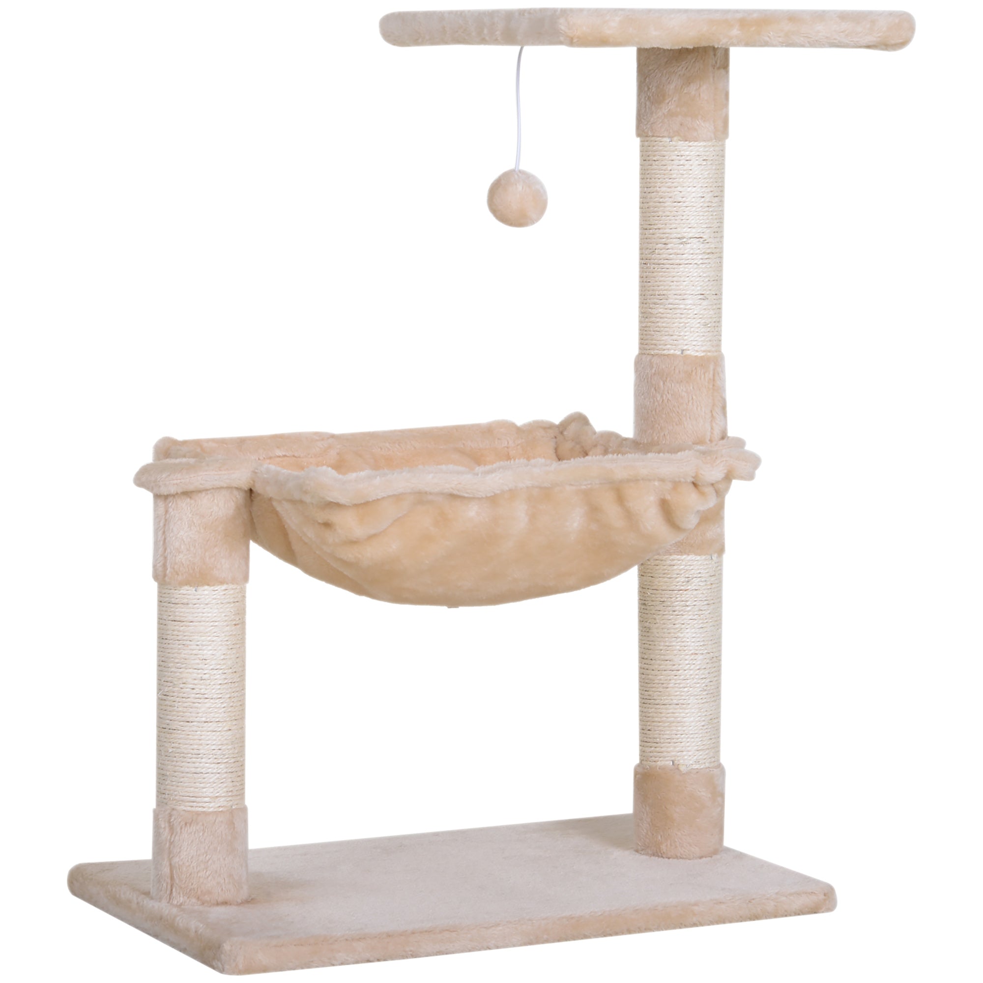 Torre Tiragraffi per Gatti 50x36x70 cm in Legno e Peluche Beige