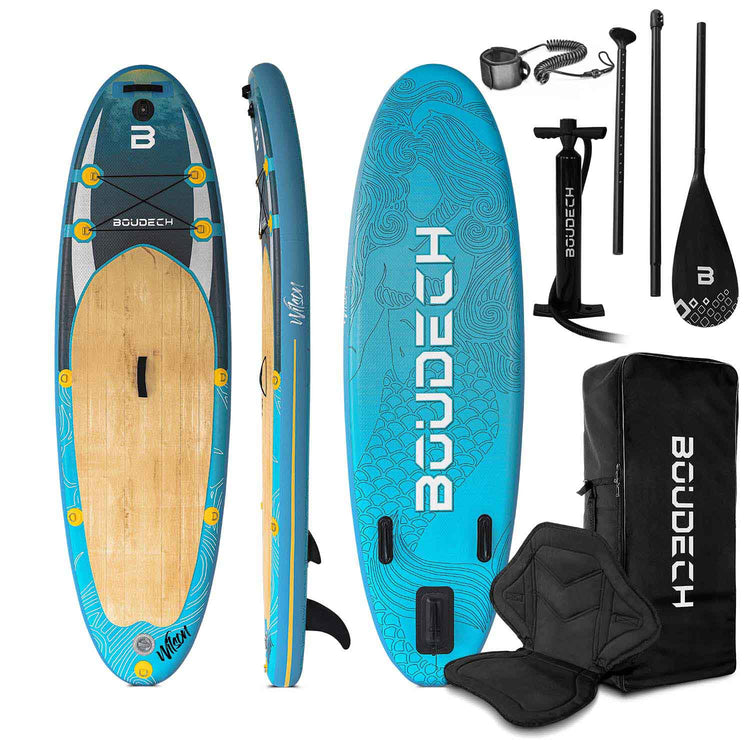 Stand Up Paddle Board Allround Wilson Ocean - Tavola da SUP gonfiabile 275X80X15 cm con sediolino, pagaia, cavigliera, gonfiatore, kit riparazione e borsa da trasporto. Idonea per principianti. Peso Max 140kg