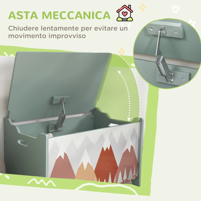 Cassapanca Baule Portagiochi 60x37x39 cm in MDF Verde