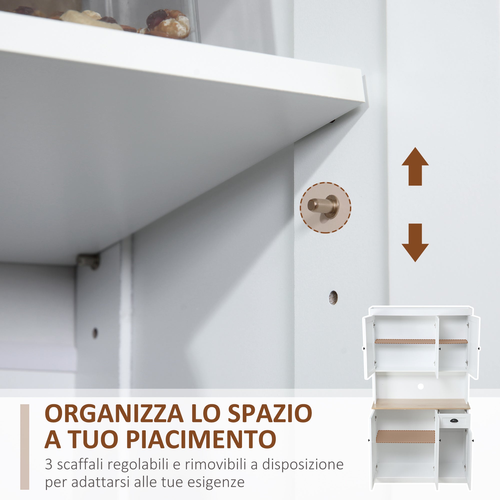 Mobile Dispensa Cucina 101x39x180 cm in Legno Bianco