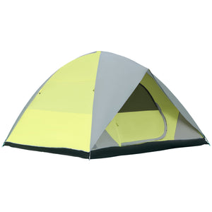 Tenda da Campeggio 3-4 Persone a Cupola 300x300x180cm Impermeabile e Anti UV Giallo e Grigio