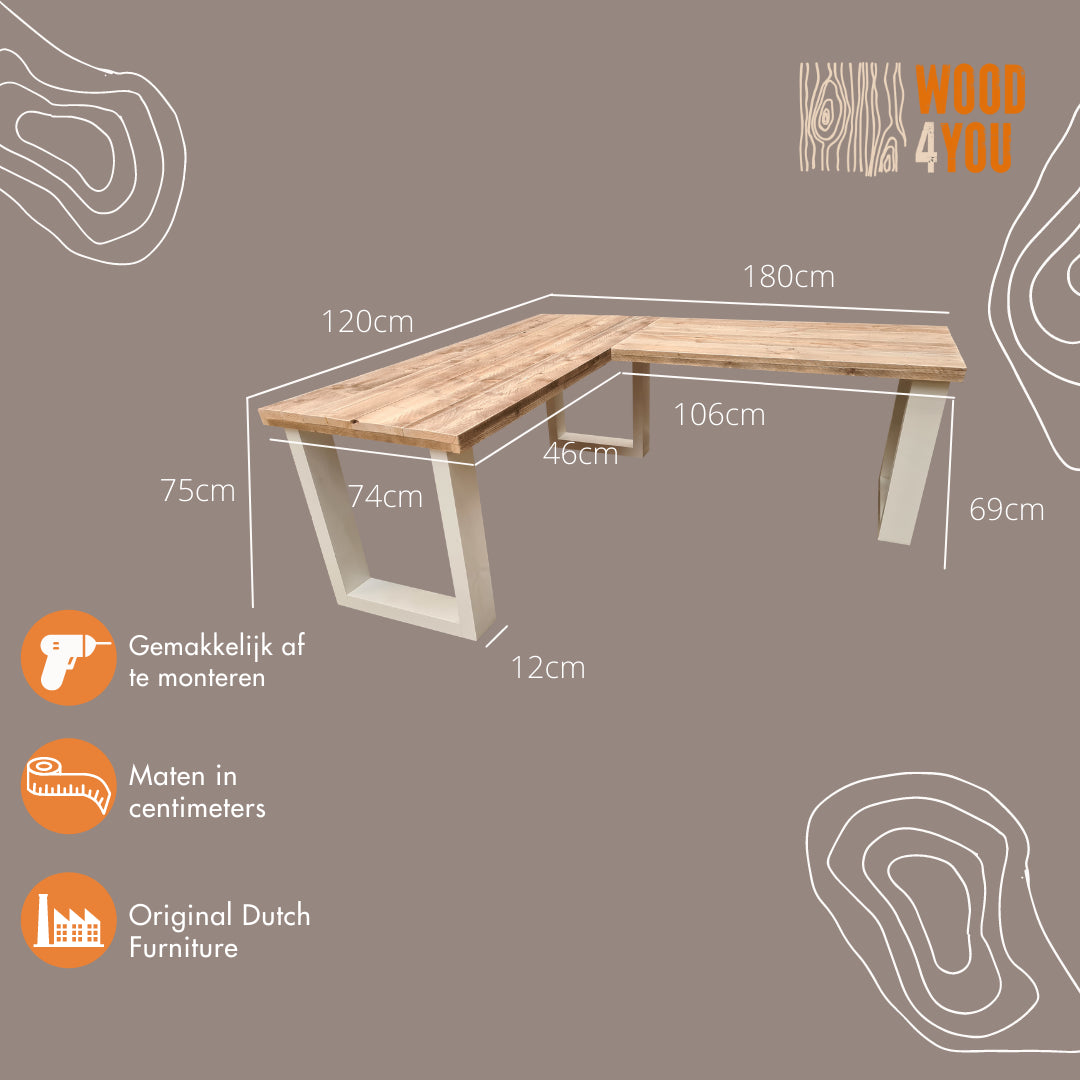 Scrivania ad angolo in legno New England wood dimensioni 200/150 cm