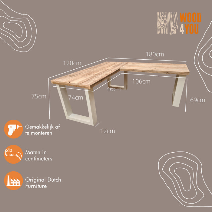 Scrivania ad angolo in legno New England wood dimensioni 200/150 cm