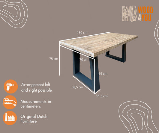 Scrivania in legno per bambini Vancouver dimensioni 170/50cm