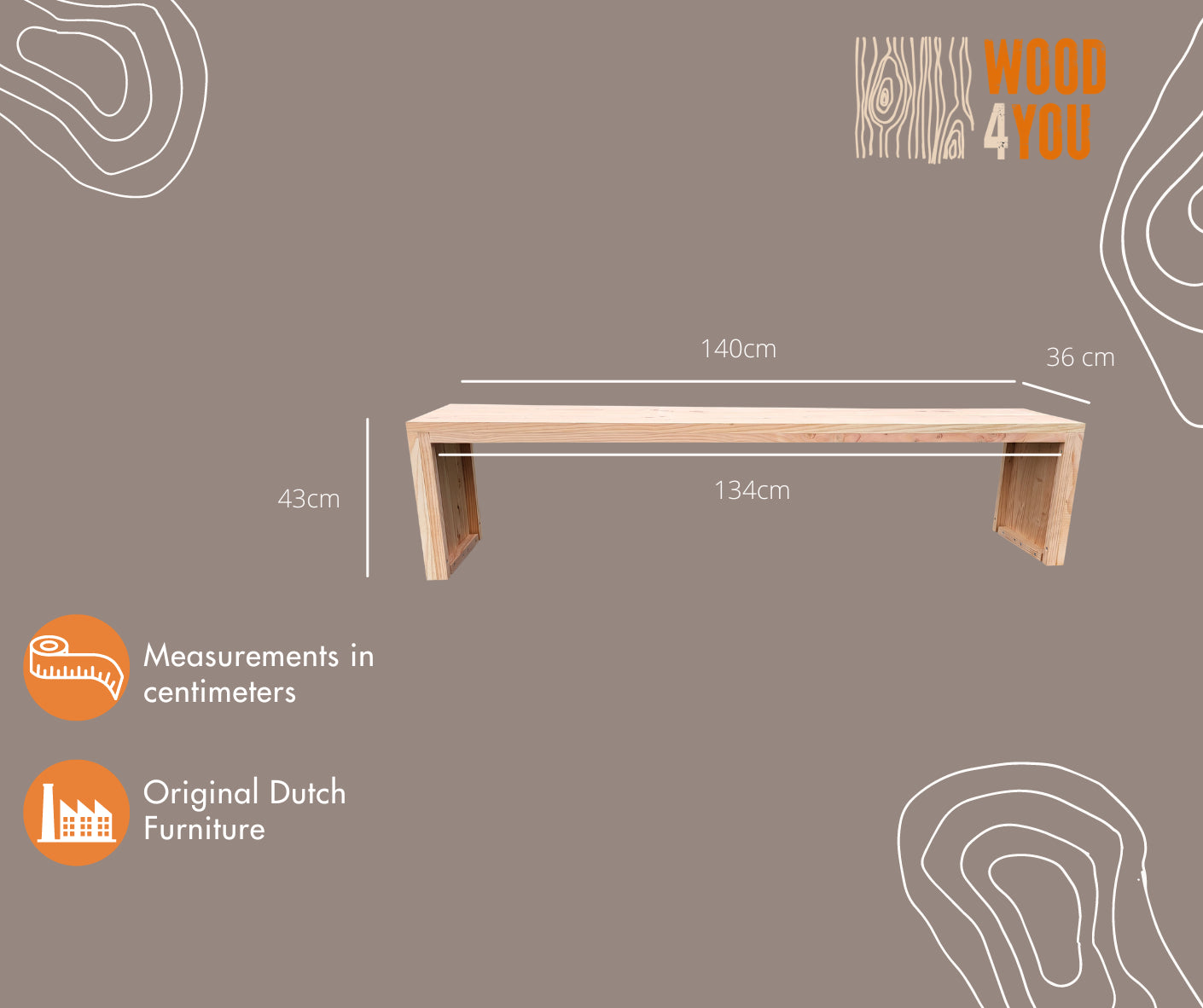 Panca da giardino in legno Amsterdam Lunghezza 140 cm Douglas