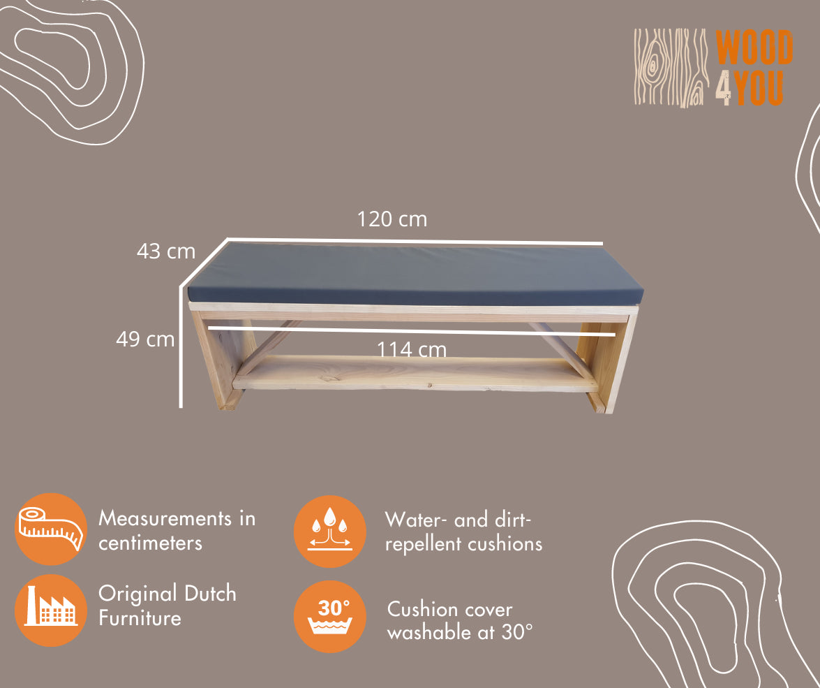 Panca da Giardino in legno Nick Douglas Lunghezza 120 cm  