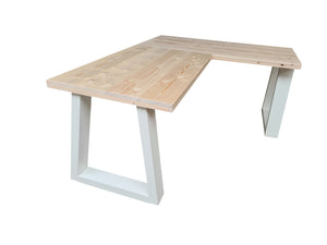 Scrivania ad angolo in legno Abete di Vancouver dimensioni 180/130 con gambe Colore Bianco