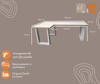 Scrivania - angolare New england legno bianco dimensioni 190/130cm