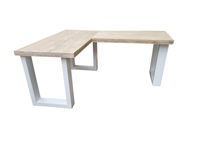 Scrivania angolare in legno New england legno dimensioni 200/120 con gambe Colore Bianco