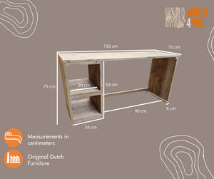 Scrivania Detroit in legno lunghezza 130 cm per casa ed ufficio