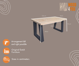 Scrivania in Legno Abete Vancouver dimensioni 150/72 cm con gambe Colore Antracite