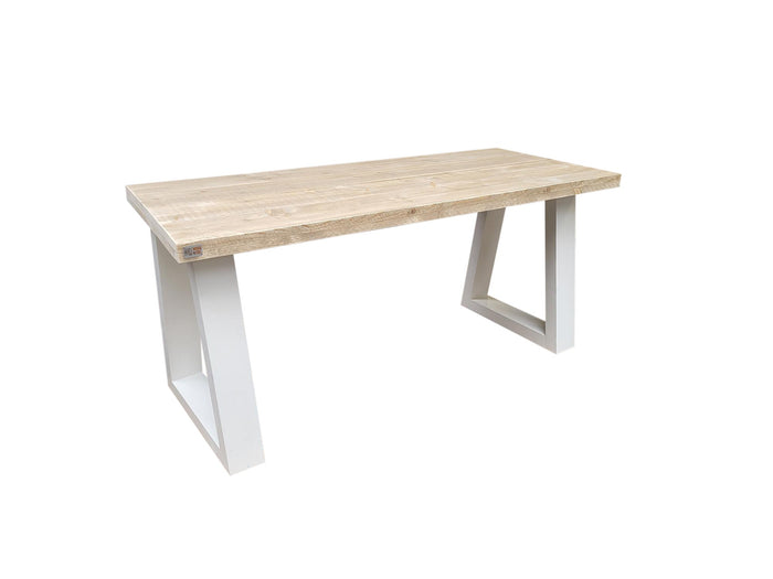 Scrivania in legno Vancouver lunghezza 160 cm per casa ed ufficio con gambe Colore Bianco