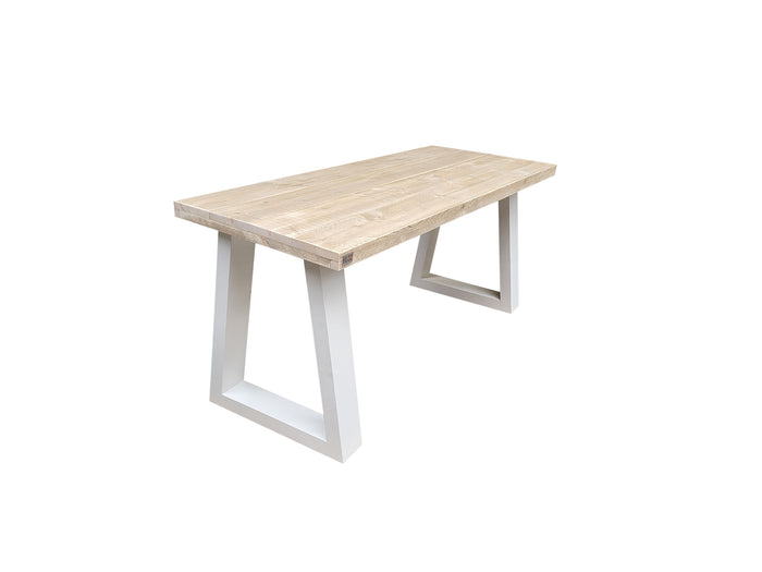 Scrivania in legno Vancouver lunghezza 130 cm per casa ed ufficio con gambe Colore Bianco