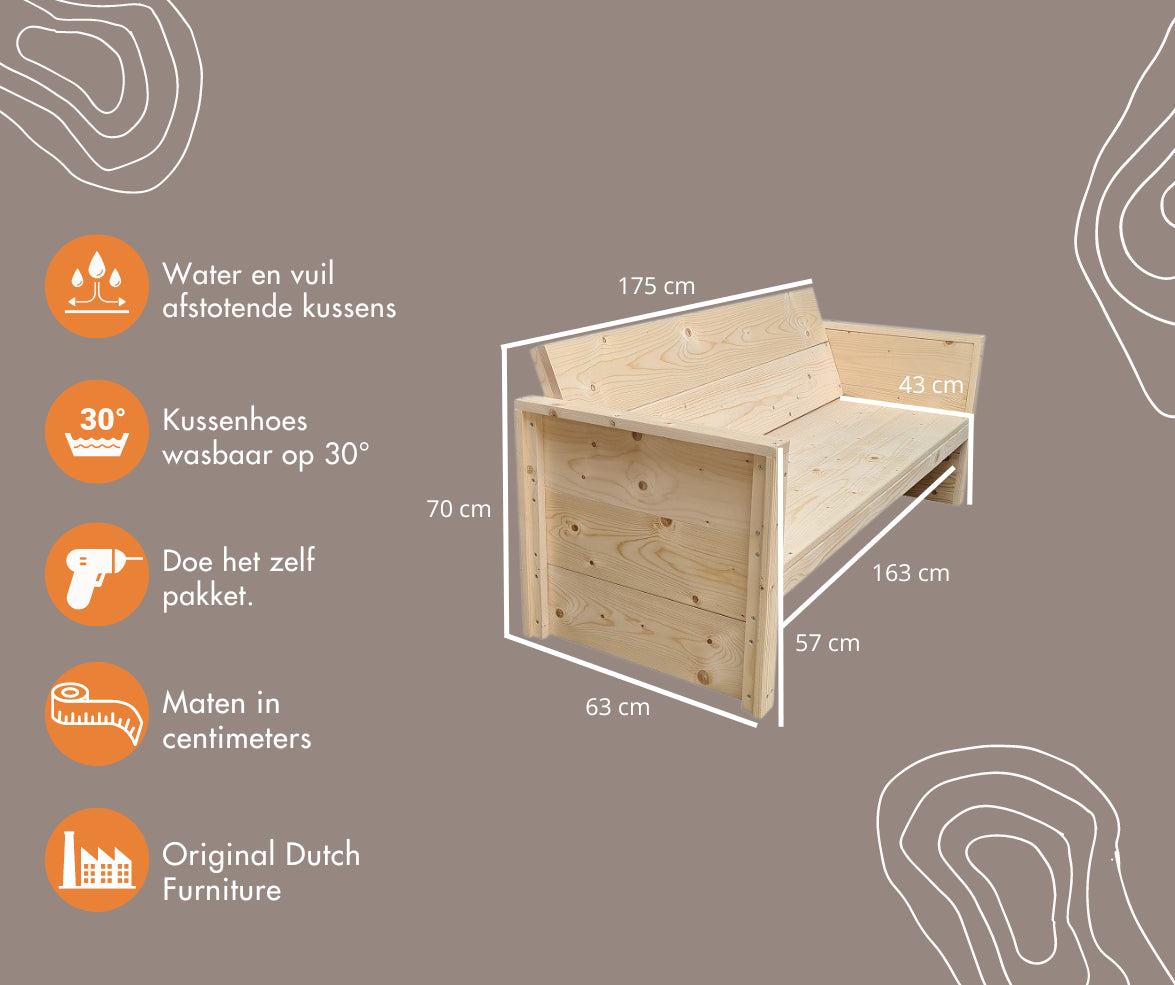 Panca da Giardino in legno di abete Vlieland dimensioni 175Lx72Hx57P cm