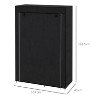 Armadio in Tessuto Portatile 103x43x162,5 cm Appendiabiti e 6 Ripiani Nero