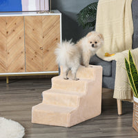 Scaletta per Cani 4 Gradini 60x35x44 cm in Flanella Sfoderabile e Truciolato Beige