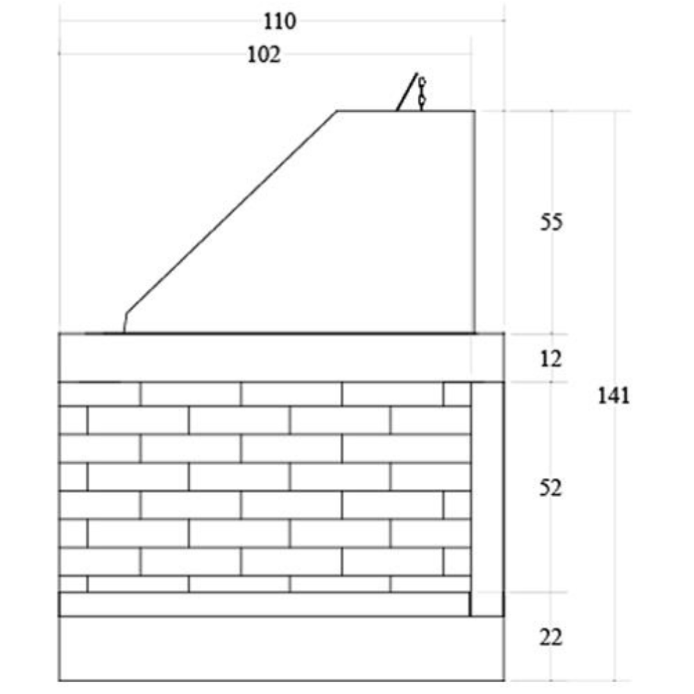 Camino legna prefabbricato refrattario focolare aperto reversibile ds110 ref