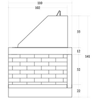 Camino legna prefabbricato refrattario focolare aperto reversibile ds110 ref