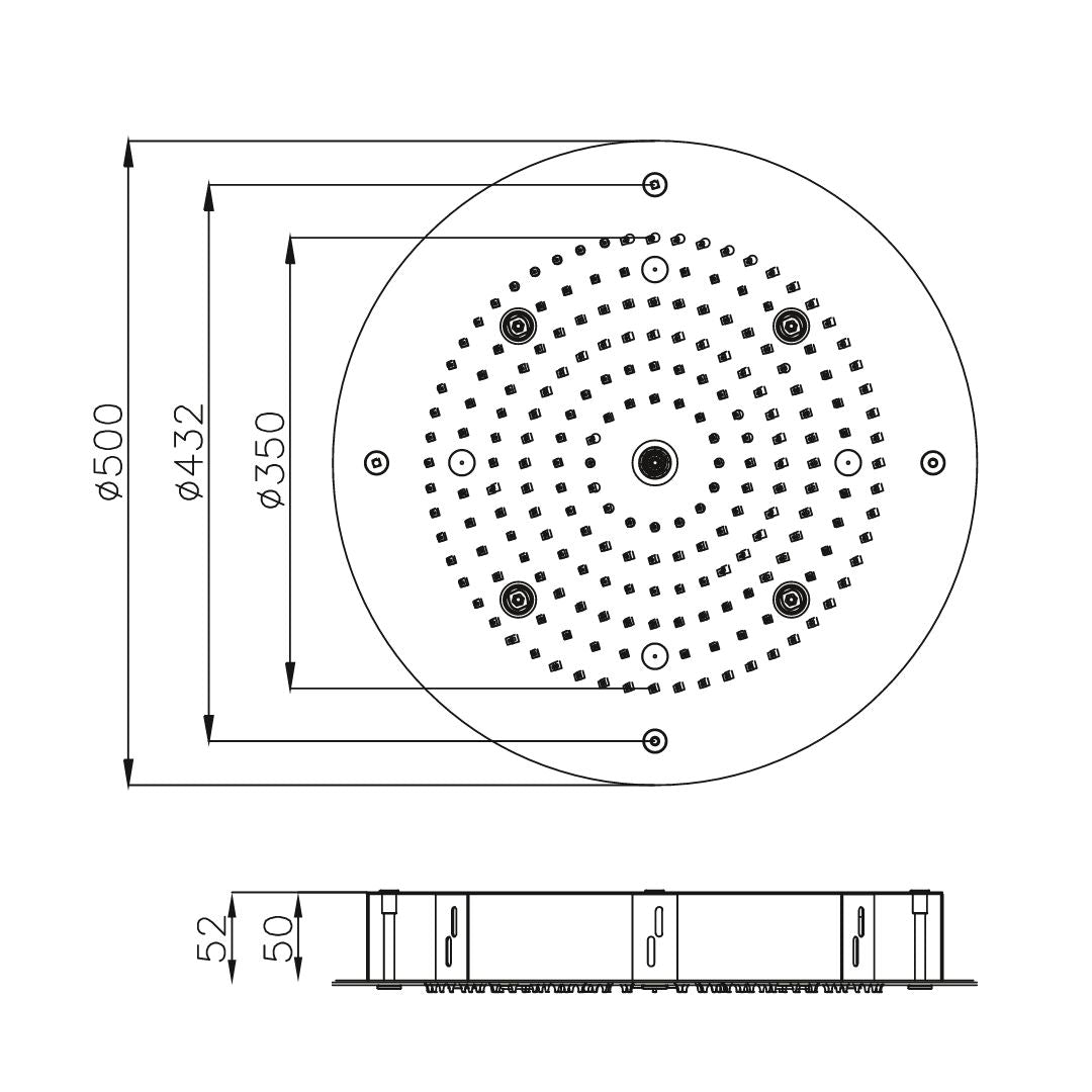 Soffione doccia led a soffitto installazione da incasso acciaio inox tondo