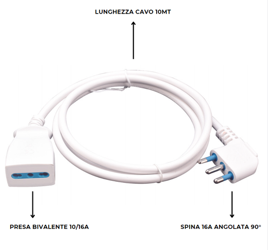 Prolunga lineare ecova lunghezza 10 metri colore bianco