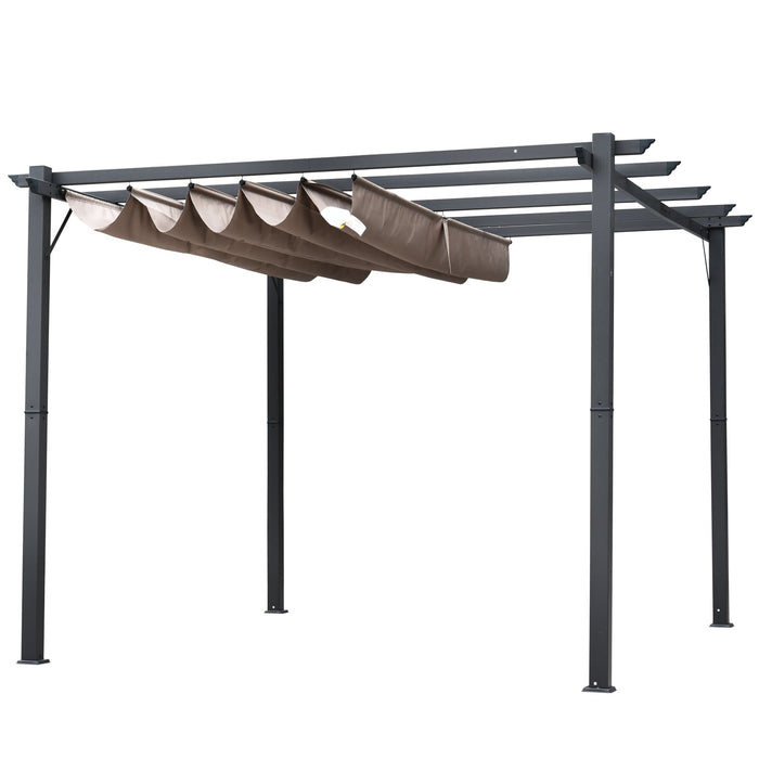 Pergola da Giardino con Tettuccio Retrattile Anti UV e 3x3m Telaio in Alluminio Grigio