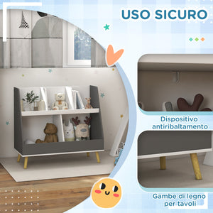 Mobile Portagiochi per Bambini a 2 Livelli con 5 Scomparti 80x34x79 cm in Legno Grigio