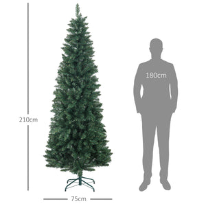 Albero di Natale Artificiale 210 cm 687 Rami Design Alto e Stretto Verde