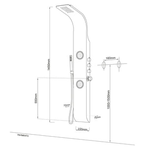 Colonna doccia 006 alluminio black/white 3 funzioni 2 bocchette idro lombari l22xp44xh145