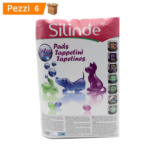 Multipack da 6 confezioni silinde tappetini per cani assorbenti igienici al talco adesivi 60x60 cm