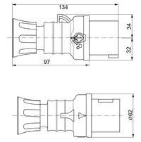 Spina mobile diritta industriale rossa 3p+t 16a trifase 380v ip44 gw60008h