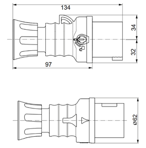 Spina mobile diritta industriale rossa 3p+t 16a trifase 380v ip44 gw60008h