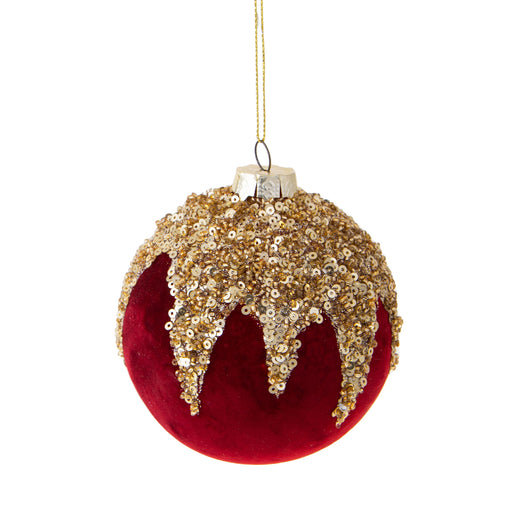 Set 6 Palline Decorative per Albero di Natale Velvet con Strass Ø8 cm Oro