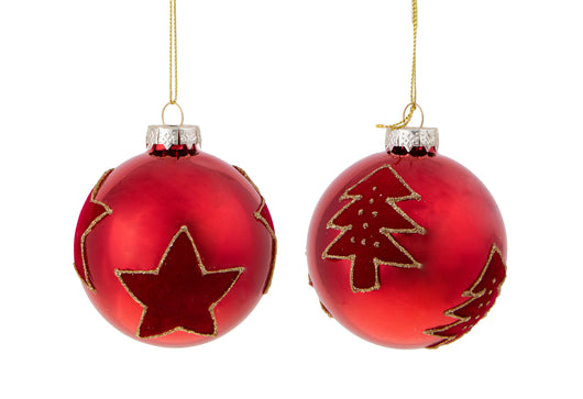 Set 6 Palline Decorative per Albero di Natale con disegno Ø8 cm