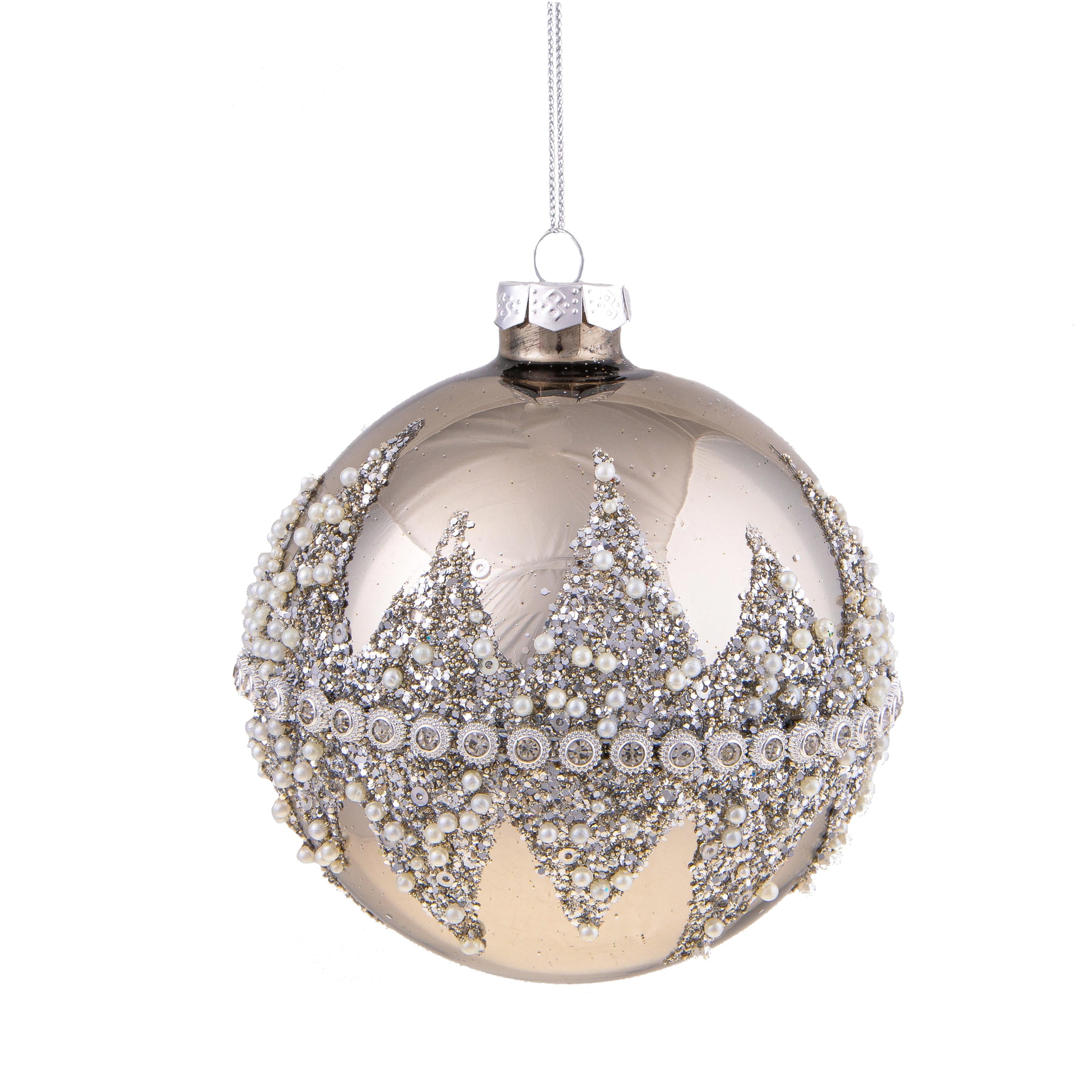 Set 4 Palline Decorative per Albero di Natale diamond Ø10 cm Silver