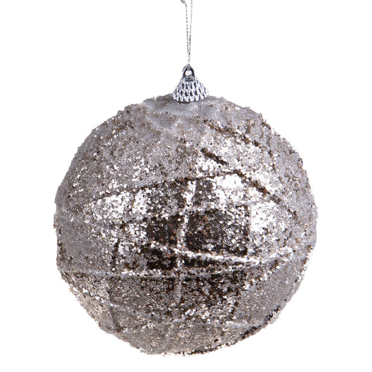 Set 6 Palline Decorative per Albero di Natale Decorata Ø12 cm Champagne