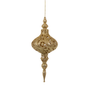 Set 12 Palline Decorative per Albero di Natale con Punta H19,8 cm Oro