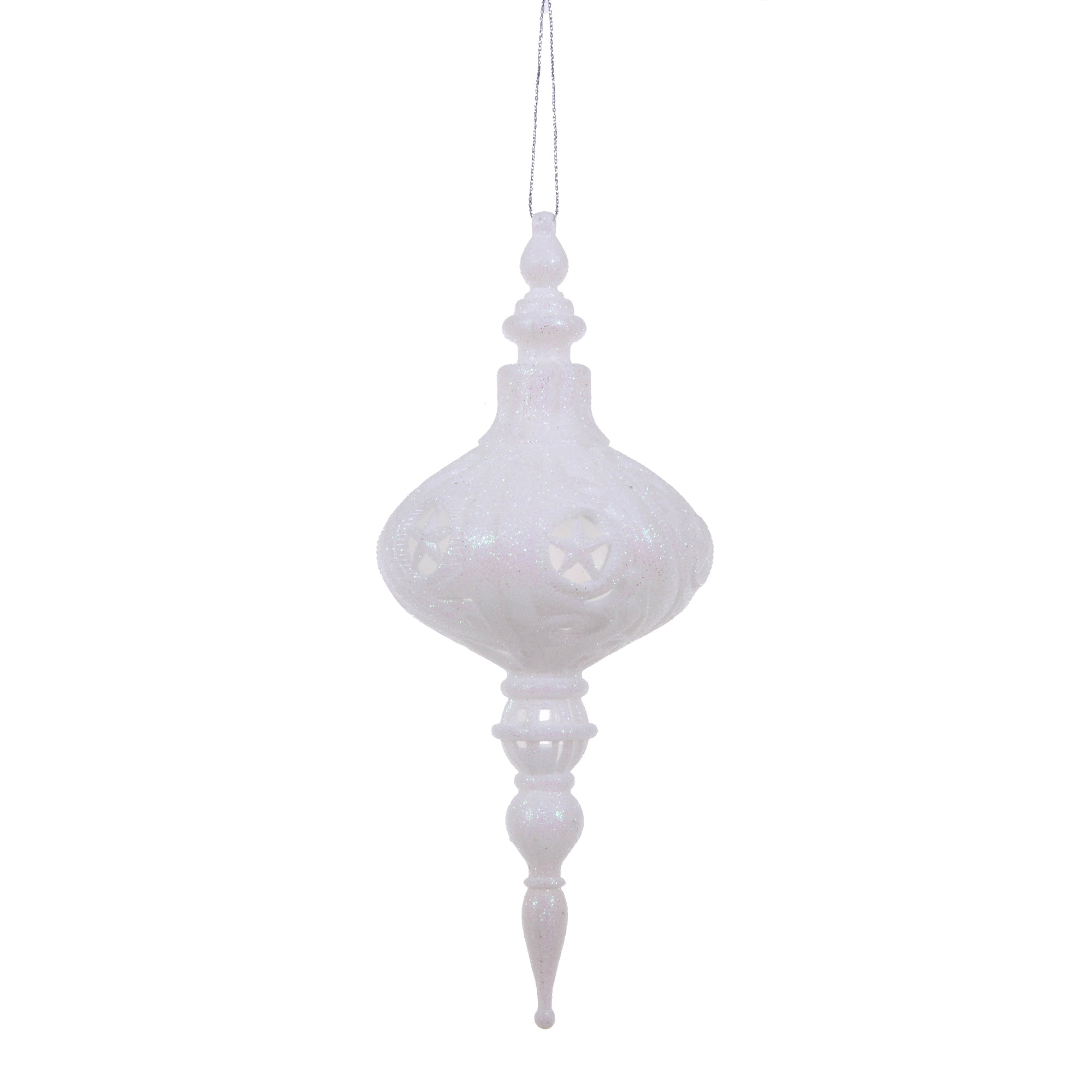 Set 12 Palline Decorative per Albero di Natale con Punta H19,8 cm Bianco