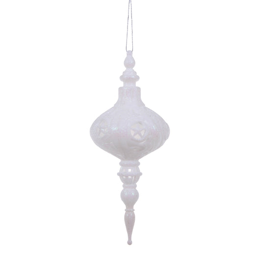 Set 12 Palline Decorative per Albero di Natale con Punta H19,8 cm Bianco