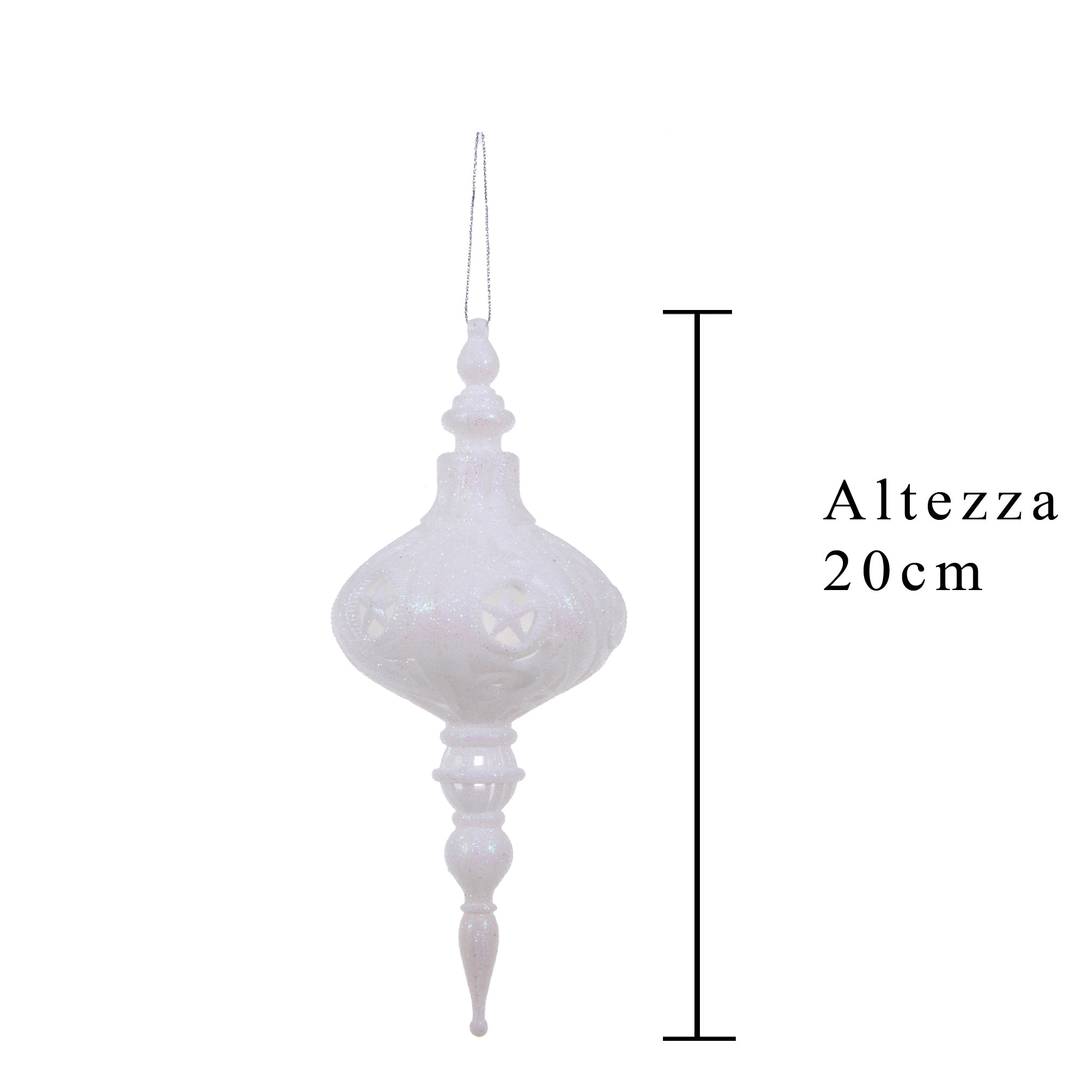 Set 12 Palline Decorative per Albero di Natale con Punta H19,8 cm Bianco