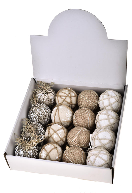 Palline Decorative per Albero di Natale Assortite, 16 Pezzi Ø8 cm Natural