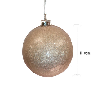 Set 12 Palline Decorative per Albero di Natale con Glitter Ø10 cm Champagne