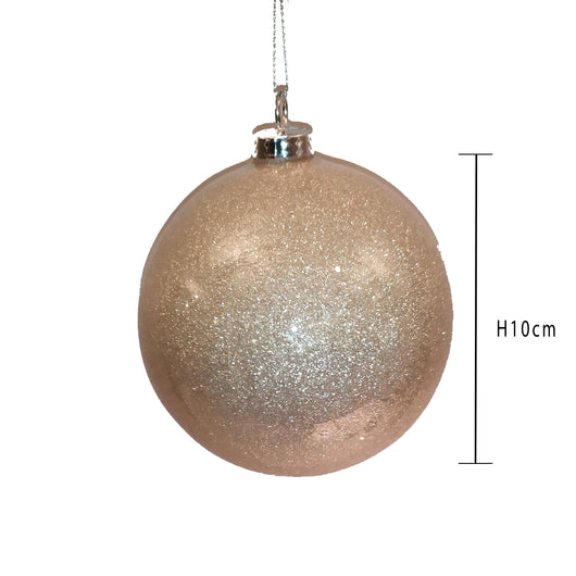 Set 12 Palline Decorative per Albero di Natale con Glitter Ø10 cm Champagne