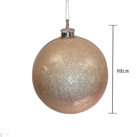 Set 16 Palline Decorative per Albero di Natale con Glitter Ø8 cm Champagne