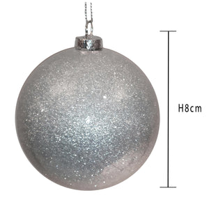 Set 16 Palline Decorative per Albero di Natale con Glitter Ø8 cm Silver