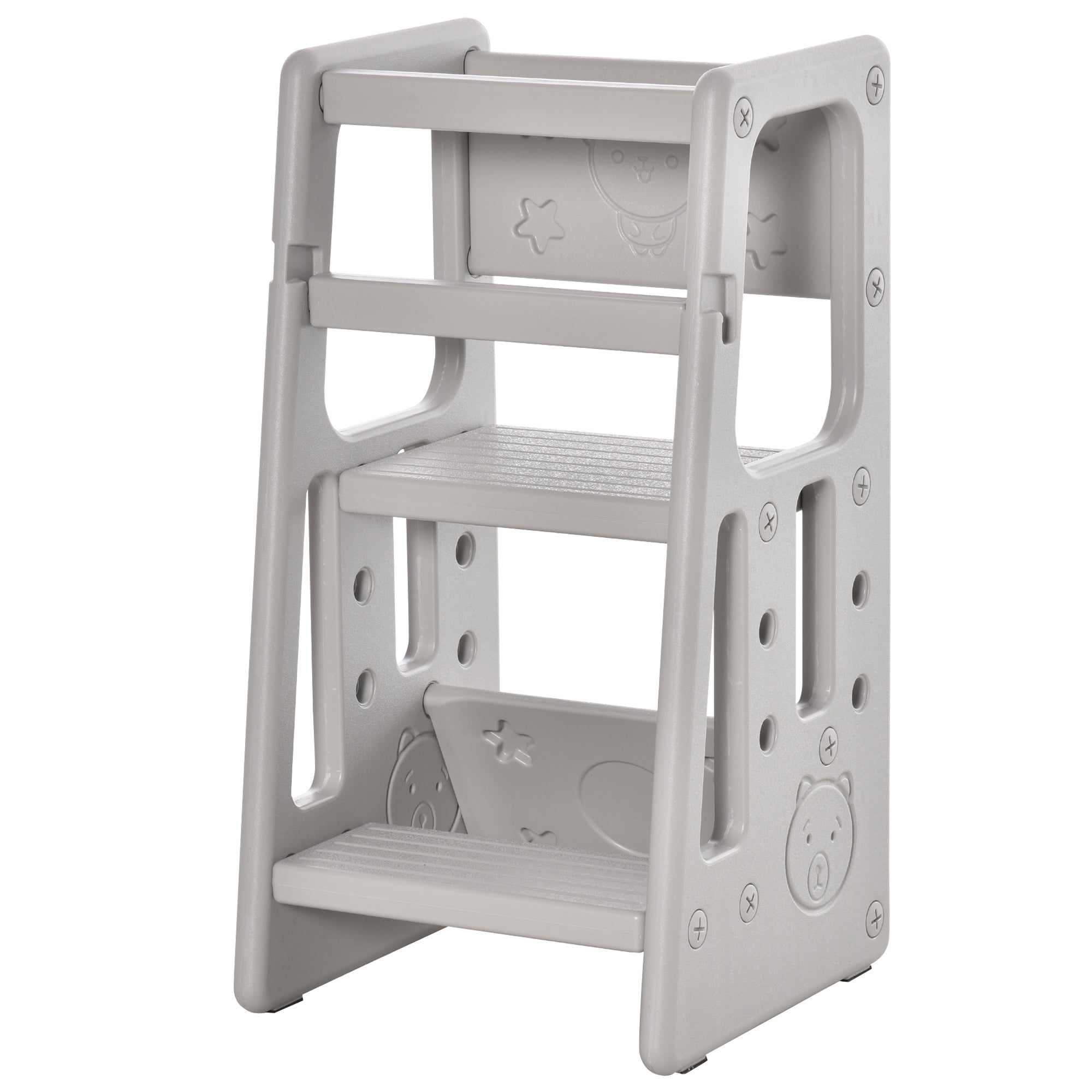 Scaletta per Bambini 3 Livelli 47x47x90 cm in HDPE Grigio