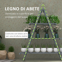 Portapiante Verticale 3 Livelli a Doghe 100x36x112 cm in Legno di Abete Grigio