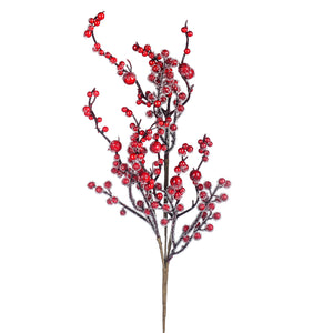 Set 4 Rami Ilex Ghiacciato 70 cm Rosso