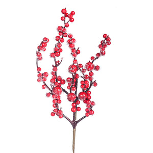 Set 12 Rami Ilex Ghiacciato H35 cm Rosso