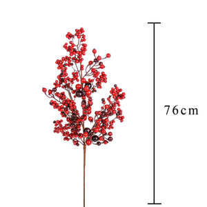 Set 6 Rami Tralcio Bacche e Ilex H76 cm Rosso